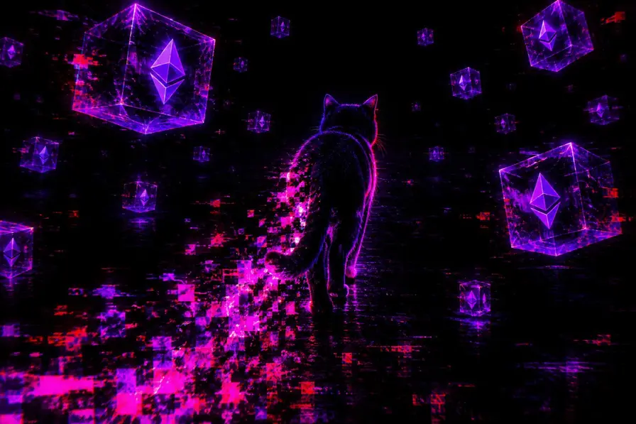 The VOIDCAT walking away into the void between blocks